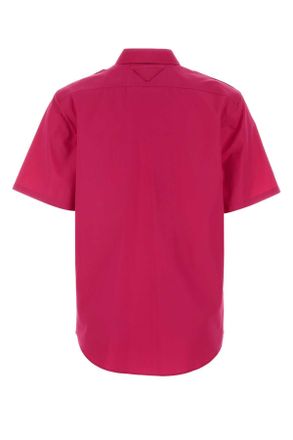 Prada Womens Fuchsia Poplin Shirt Fuxia Exterior: Cotton Camicie