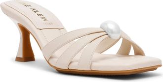Anne Klein Womens Anne Klein Jonelle Sandals Bone Square Toe Kitten Heel HAWK1527