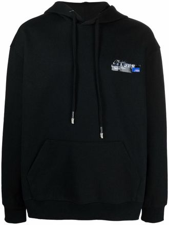 Ader Error logo-print pullover hoodie - men - Cotton/Polyester - 1 - Black