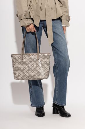 Tory Burch T Monogram Small Tote, Womens, Grey