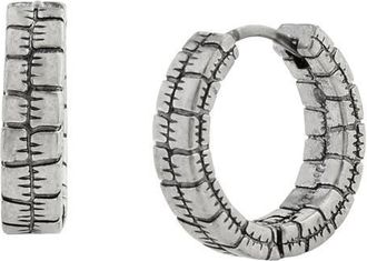 AllSaints Croc Embossed Huggie Hoop Earrings in Warm Silver at Nordstrom