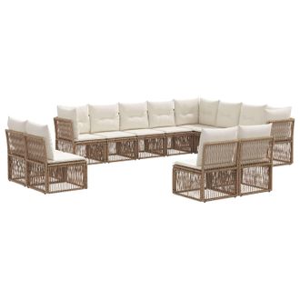 vidaXL Conjunto De Sof&aacute;s De Jard&iacute;n 12 Pcs Beige Rat&aacute;n Sint&eacute;tico Vidaxl