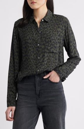 Rails Josephine Jaguar Print Button-Up Shirt in Olive Jaguar at Nordstrom Rack, Size Small