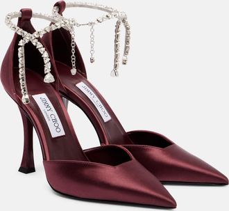 Jimmy Choo London Pumps Stevie 100 in raso con cristalli