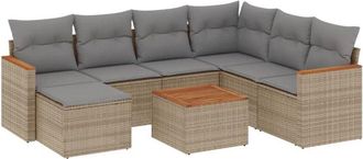 vidaXL Juego De Sof&aacute;s Jard&iacute;n Con Cojines Beige Mezcla 8 Pzas Rat&aacute;n Pe Vidaxl