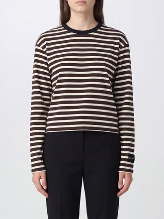 Pinko Quiet Is The New Punk Striped Slogan T-Shirt with Long Sleeves