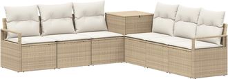 vidaXL Juego De Sof&aacute; 7 Uds. Beige Y Blanco Crema Vidaxl