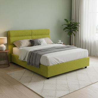 Dmora Cama Doble Briaglia, Cama Desenfundable Con Almacenamiento, Hecha En Italia, Tama&ntilde;o Colch&oacute;n 160x200 Cm, Verde
