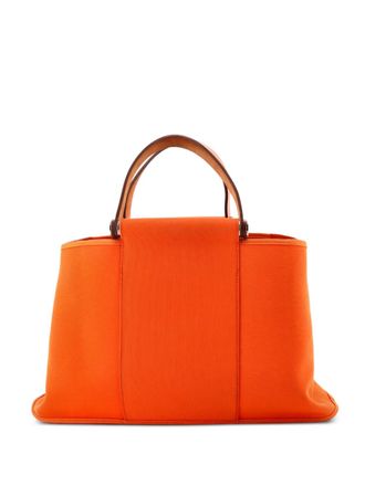 Herm&egrave;s Cabag Elan Toile and Leather 39 tote bag - Orange