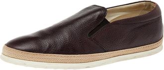 Tod's Tods Brown Leather Slip On Sneakers