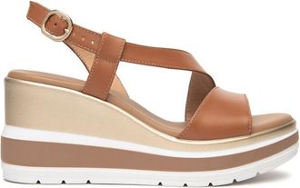 Nero Giardini Wedges, female, Brown, Size: 8 US Brandy Sandals with Wedge Heel