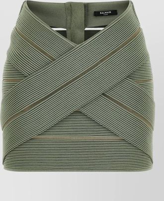 Balmain high waist bandage skirt crossover detail