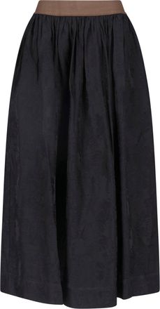 Uma Wang Black Floral Viscose-Blend Midi Skirt