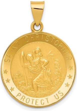 Diamond2Deal 14k Yellow Gold Saint Christopher Medal Hollow Pendant