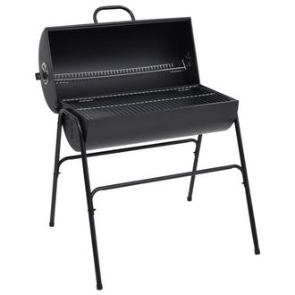 Berkfield Home Barrel Grill with 2 Cooking Grids Black 80x95x90 cm Steel | Size: 80 x 95 x 90 cm
