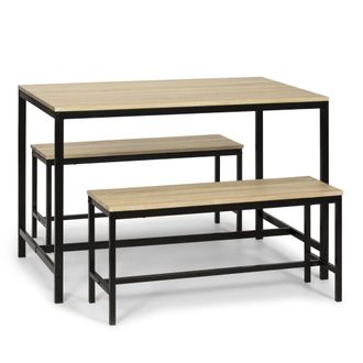 HOMN Conjunto mesa y 2 bancos, comedor o cocina, mesa 110 x 70 x 75 cm