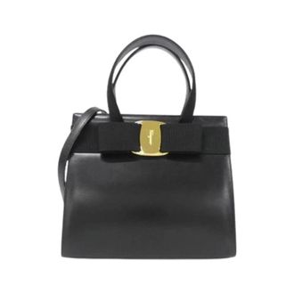 Ferragamo Pre-owned Handbags, female, Black, Size: ONE SIZE Pre-owned Leather Handbag