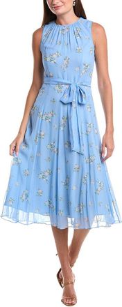 Teri Jon by Rickie Freeman Teri Jon By Rickie Freeman Chiffon Floral Print Fit N Flare Silk Midi Dress