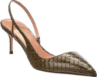 Aquazzura Alex 65 Python-Embossed Slingback Pump