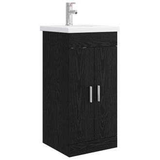 vidaXL Vanidad De Ba&ntilde;o Con Lavabo Roble Negro 42 X 40 X 84,5 Cm Vidaxl