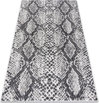 RugsX Tappeto Sizal Sion Pelle Di Serpente 22162 Tessuto Piatto Ecru / Nero Beige 160x220 Cm