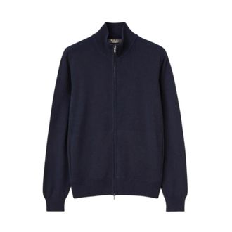 Loro Piana Blauwe Cashmere Zip-Up Bomberjas - Heren - Cashmere truien - Blauw - M - Truien & Vesten