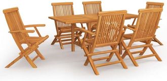 vidaXL Vidaxl - Juego De Comedor Para Jard&iacute;n 7 Piezas Madera Maciza Teca