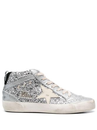 Golden Goose glittered high-top sneakers - Silver