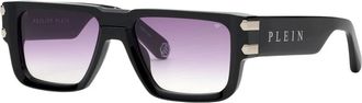 Philipp Plein Spp 229 700Y Zonnebril - Heren - Zonnebrillen - Zwart - 56 MM - Leer - Accessoires