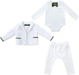 Moustache Brighton Bow Charm Set in White at Nordstrom, Size 24M
