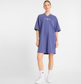 New Balance Mujer Reimagined Jersey T-Shirt Dress en Azul, Jersey de algodón, Talla XS