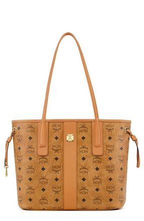 MCM Small Reversible Liz Shopper in Visetos in Cognac at Nordstrom
