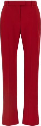 Alexander McQueen Wollen Gabardine Tailored Broek - Dames - Straight fit broeken - Rood - XL - Wol - Broeken