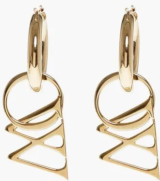 Off-white Golden Effect Brass Hoop Earrings with Pendant size Unica