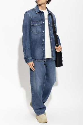 Moncler Jeans With Logo Patch, Mens, Blue
