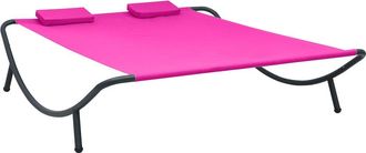 vidaXL Tumbona De Exterior De Tela Rosa Vidaxl