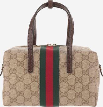 Gucci Womens Mini Boston Bag Multicolour Cotton Shoulder