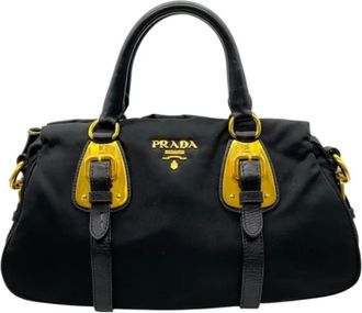 Prada Pre-owned Handbags, female, Black, Size: ONE SIZE Pre-owned Canvas handbags