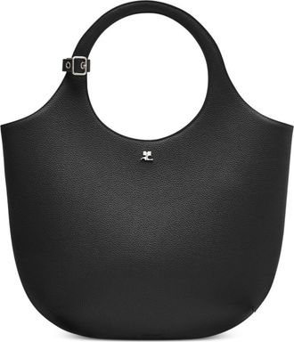 Courr&egrave;ges medium Holy leather tote bag - unisex - Calf Leather - OS - Black