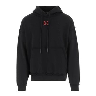 44 Label Group Hoodies, male, Black, Size: XL Black Cotton Logo Hoodie Sweater