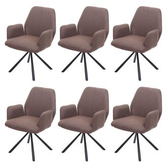 Hhg Hhg - Nunca Usado] Lote De 6 Sillas De Comedor 935, Silla De Cocina Sill&oacute;n Silla, Tela/textil Acero, Marr&oacute;n