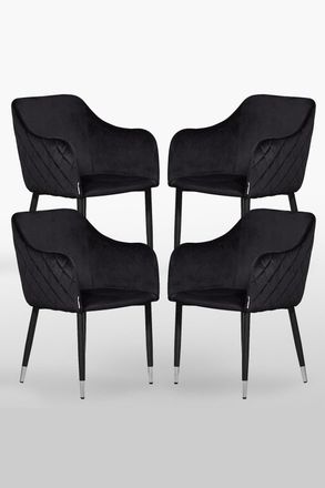 Life Interiors Verona Velvet Dining Chairs Set of 4 in Black