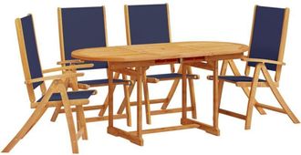 vidaXL vidaXL 5 Piece Garden Dining Set Solid Wood Acacia and Textilene