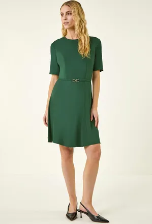 Roman Belted Fit & Flare Dress