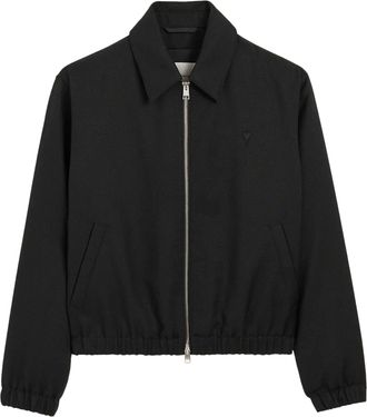 Ami Padded Zip-Up Jacket With Heart Embroidery