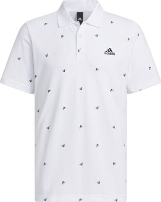 adidas Fi Polo Aop Logo Printing Training Sports Short Sleeve Polo Shirt White IA8154