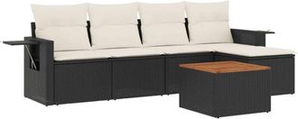 vidaXL Vidaxl - Set De Sof&aacute;s De Jard&iacute;n 6 Piezas Y Cojines Rat&aacute;n Sint&eacute;tico Negro