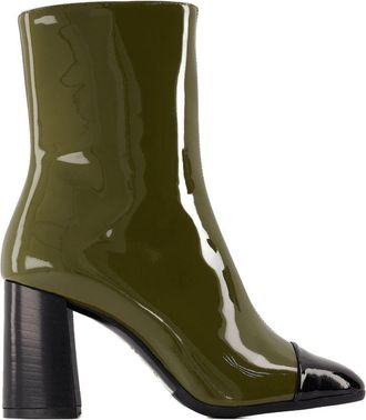 Carel Womens Donna Boots - Carel Patent Leather Khaki-Black Calfskin Shoes