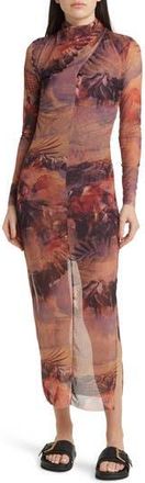 AllSaints Tia Colca Long Sleeve Midi Dress in Canyon Purple at Nordstrom Rack, Size 6