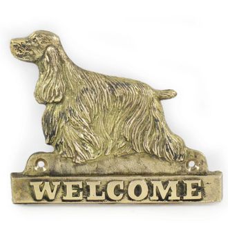 OEM Cocker Spaniel Ingl&eacute;s: Cartel Para Puerta Con Un Perro, Placa De Bienvenida De Lat&oacute;n, Cartel &Uacute;nico Con La Inscripci&oacute;n Welcome De Art-dog